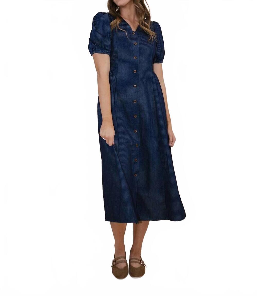 NEW POLAGRAM kollyns pinstripe dress dress in denim